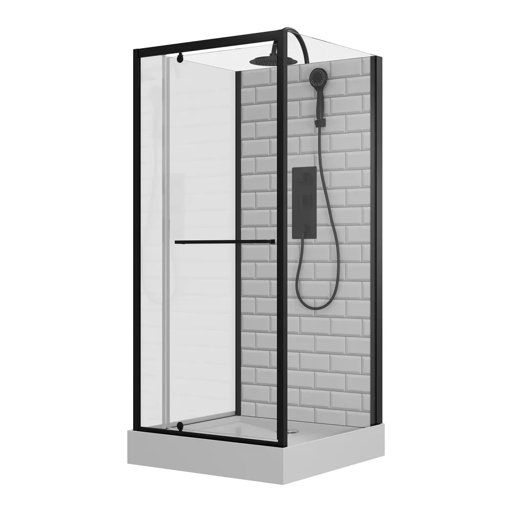 900x900 mm, 2150 mm, Mattschwarz, Klar hell