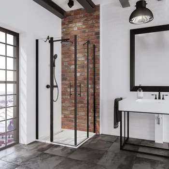 900x800 mm, 1920 mm, Mattschwarz, Dezent