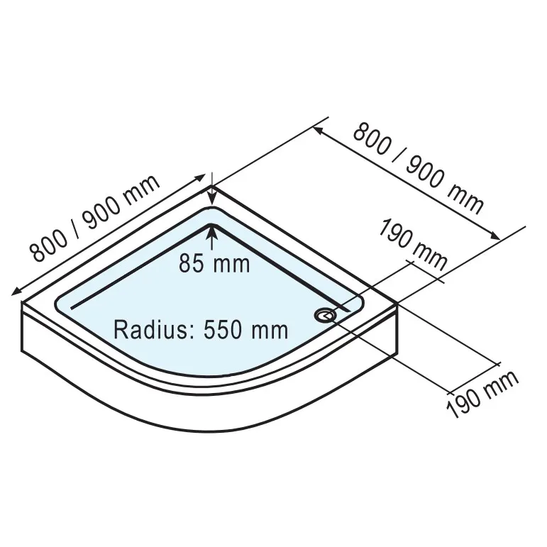 800x800 mm, 1920 mm, Alu-Natur, Klar hell, versiegelt