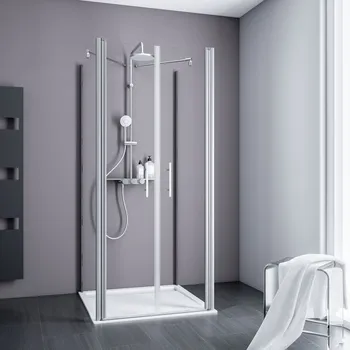 800x800 mm, 1920 mm, Alu-Natur, Klar hell, Anschlag: rechts / links