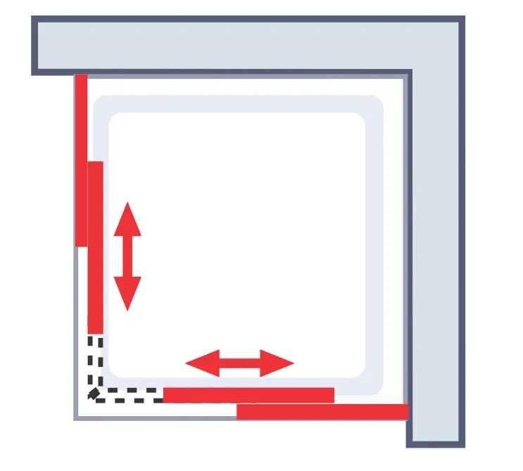 750-900x750-900 mm, 1800 mm, Mattschwarz, Querstreifen