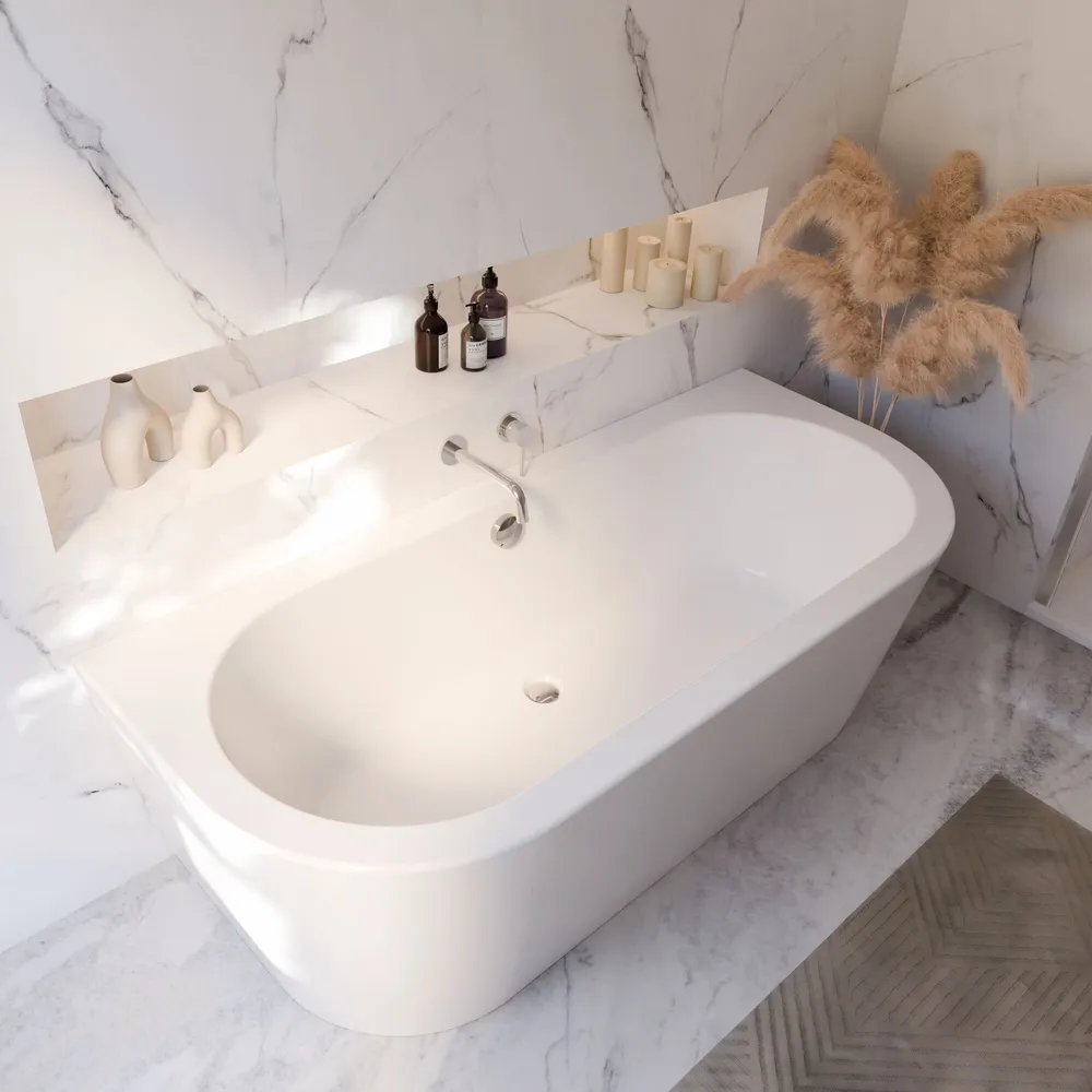 Badewanne Lago in weiß Perspektive von seitlich