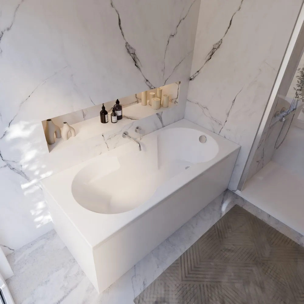 Ambiente Bild. Eingebaute Badewanne von schräg oben