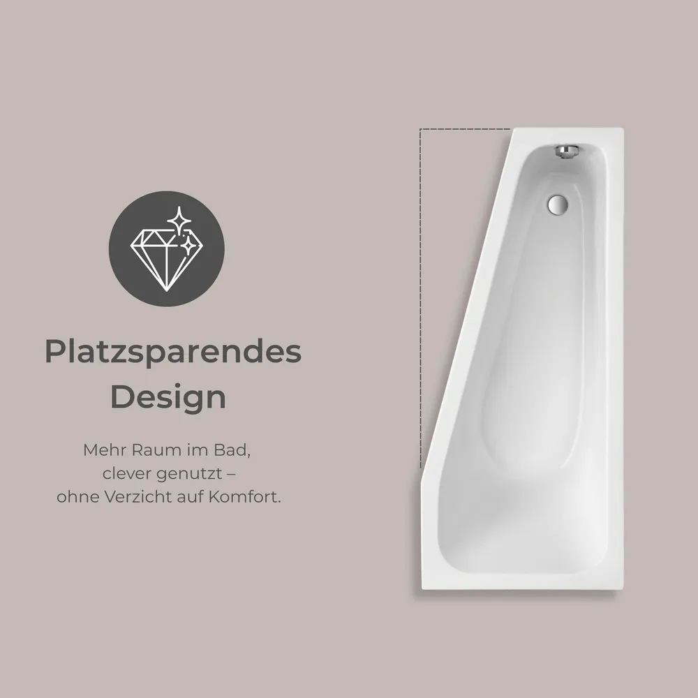 Badewanne freigestelltes Bild Badewanne mit einem Text: Platzsparendes Design