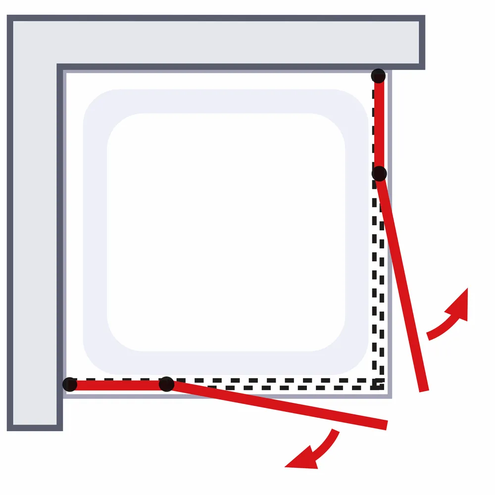 900x750 mm, 2000 mm, Halbkreis (Heb-Senk), Edelstahloptik, Klar hell