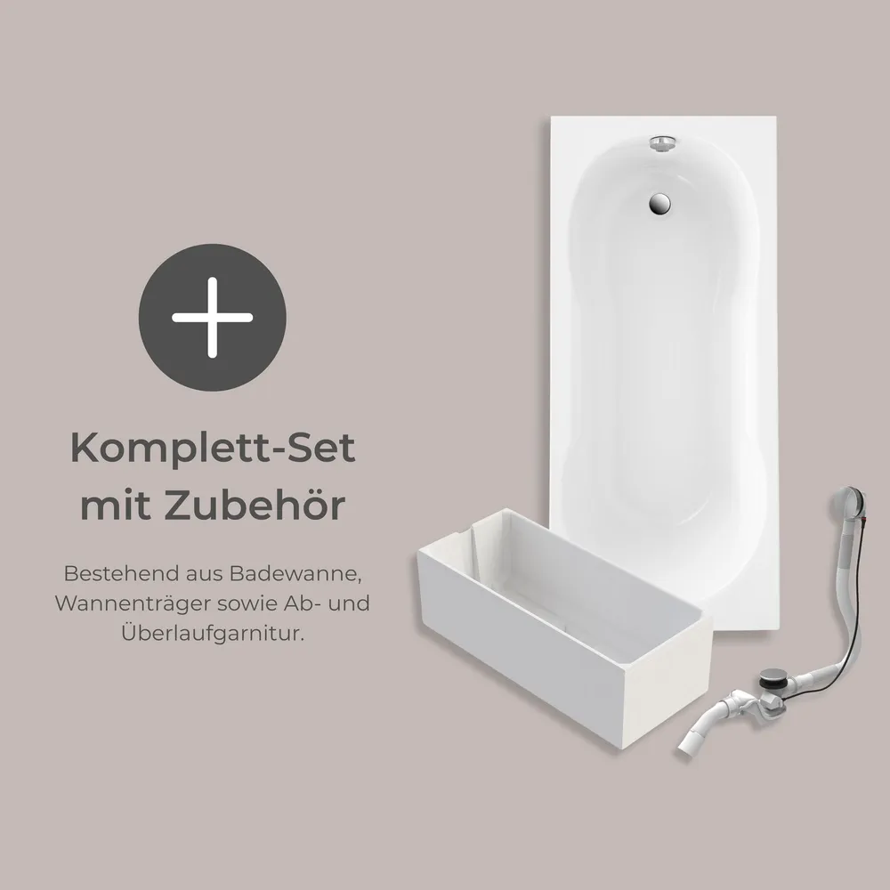 Badewanne freigestelltes Bild Badewanne mit einem Text: Komplett- Set mit Zubehör