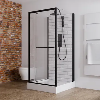 900x900 mm, 2150 mm, Mattschwarz, Klar hell