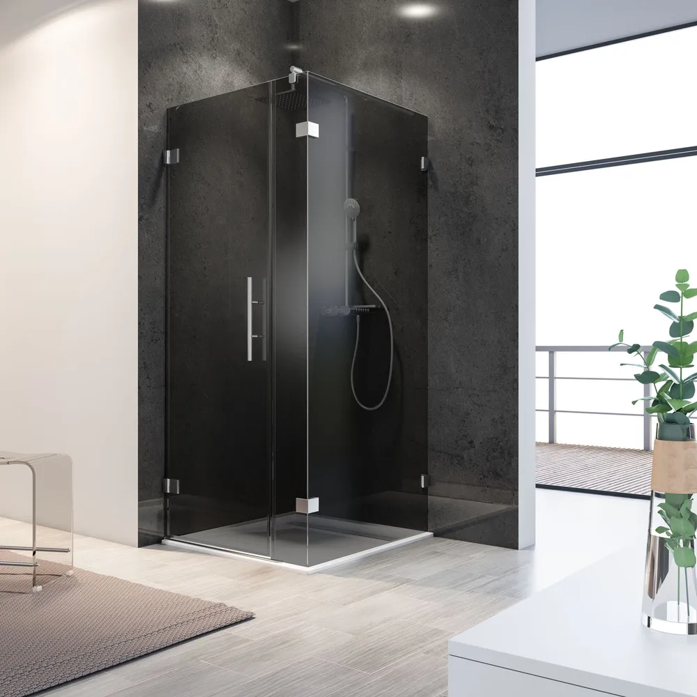 600-1600 mm, Eckig (Heb-Senk), Grau-Anthrazit, versiegelt, Anschlag: links