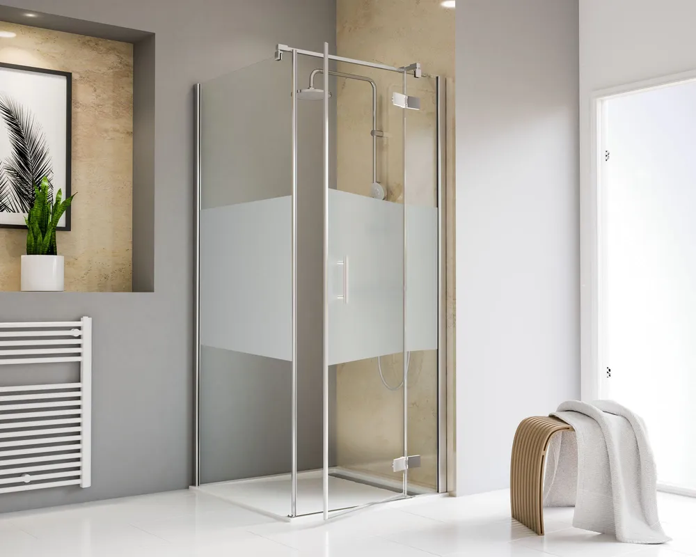 750-1300 mm, Pendelscharnier „Eckig“, 41 - Chromoptik, Dezent, Anschlag: links