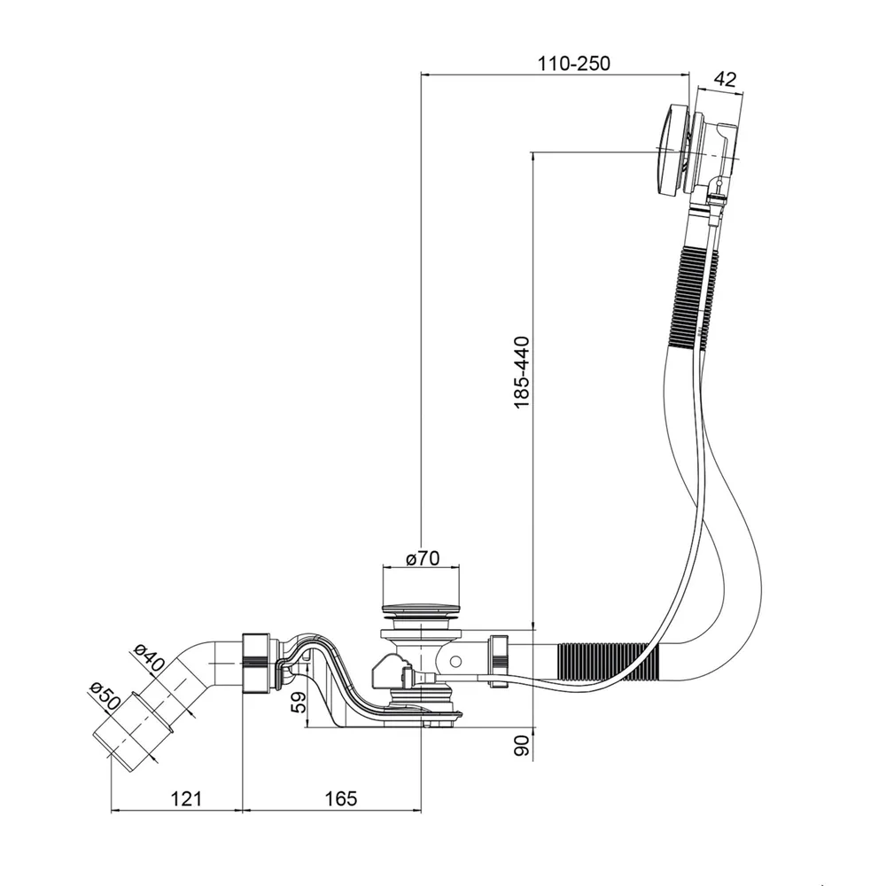 Technische Skizze von den Maßen des Ablaufs