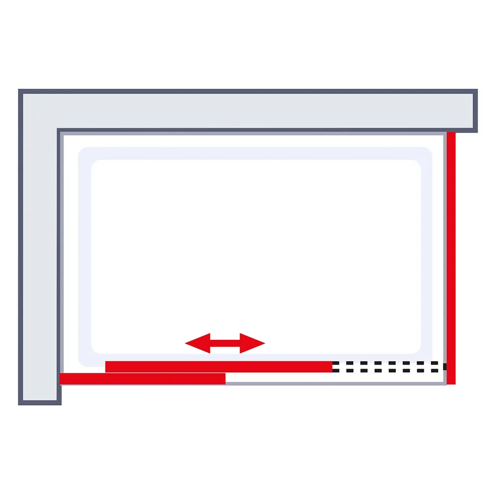 1400x900 mm, 2000 mm, 41 - Chromoptik, Klar hell, Anschlag: links