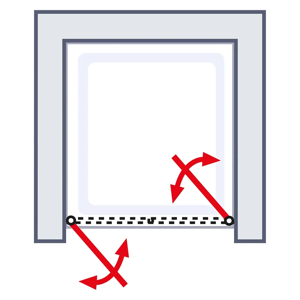 800 mm, 2000 mm, Pendelscharnier „Eckig an Profil“, Mattschwarz, Klar hell, versiegelt