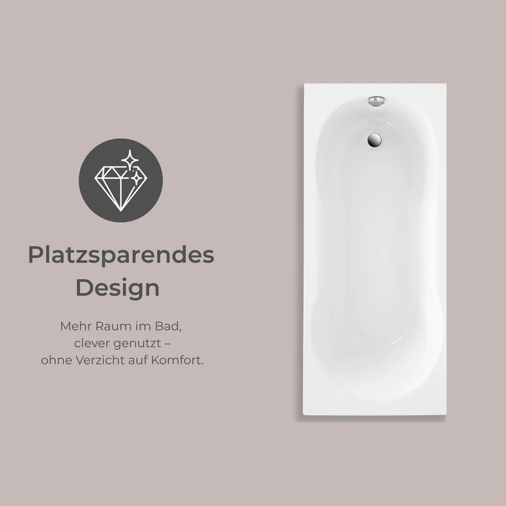 Badewanne freigestelltes Bild Badewanne mit einem Text: Platzsparendes Design