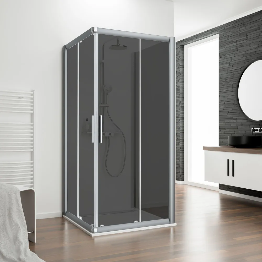 800x800 mm, 1850 mm, Alu-Natur, Grau-Anthrazit, versiegelt