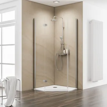 900x900 mm, 2000 mm, Halbkreis (Heb-Senk), Chromoptik, Klar hell