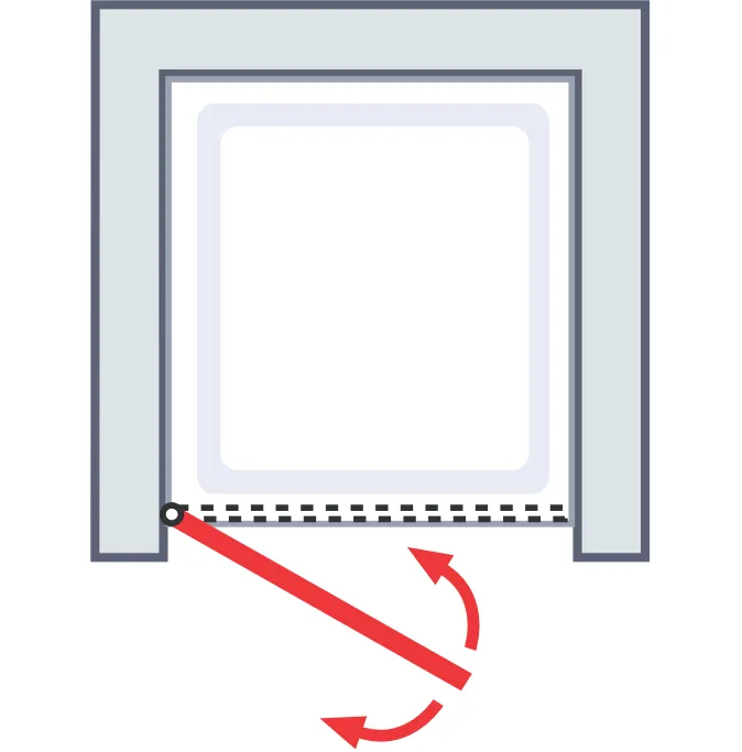 300-1000 mm, Pendelscharnier „Eckig an Profil“, 41 - Chromoptik, Grau-Anthrazit, versiegelt, Anschlag: links