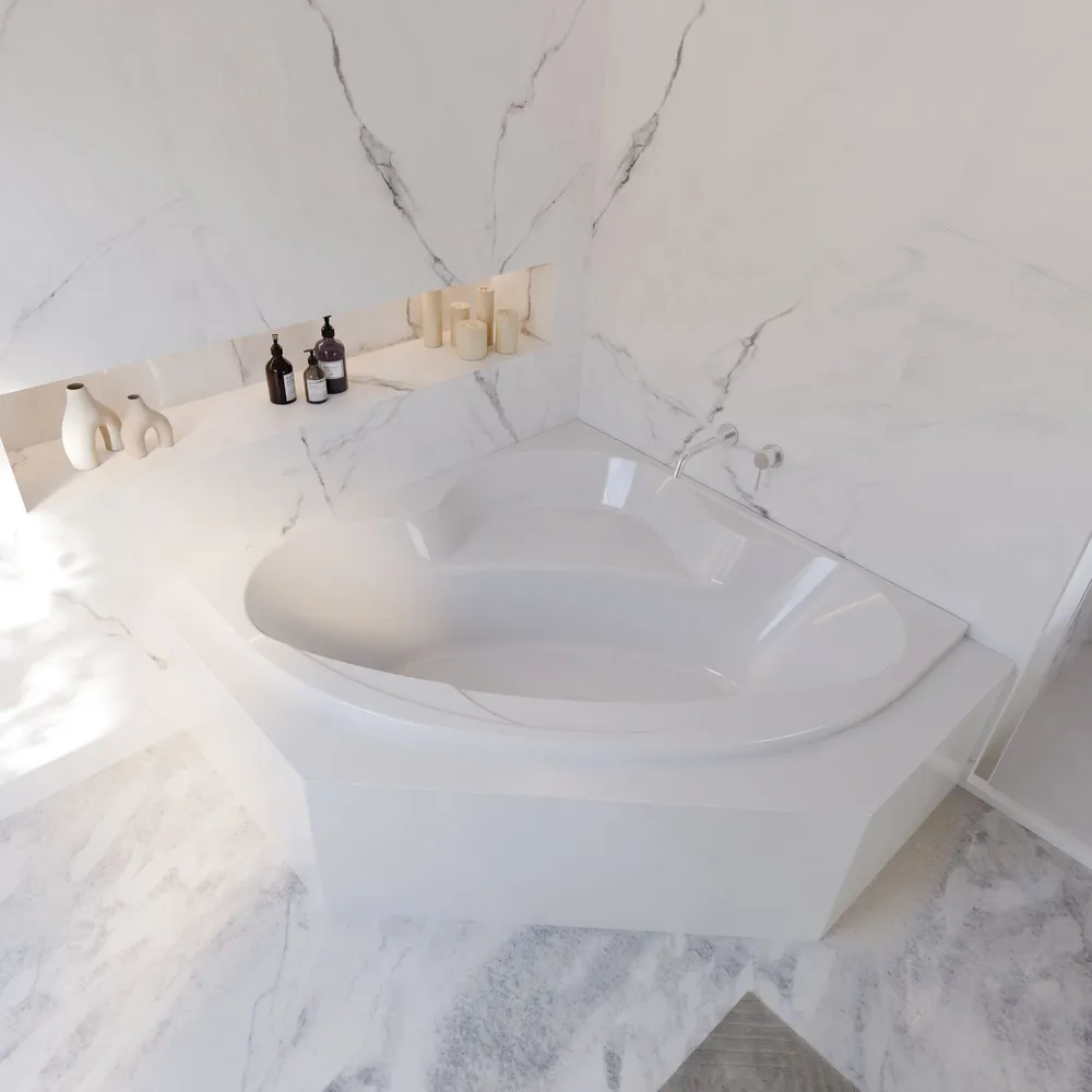 Ambiente Bild. Eingebaute Eckbadewanne von oben