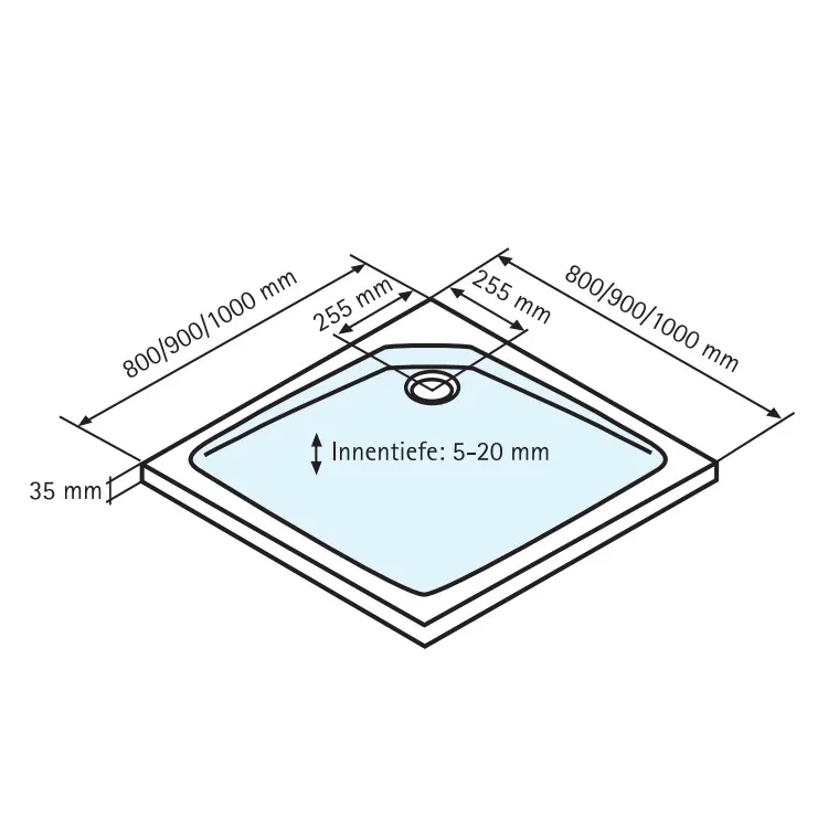 900x900 mm, 2000 mm, Halbkreis (Heb-Senk), Chromoptik, Klar hell, versiegelt