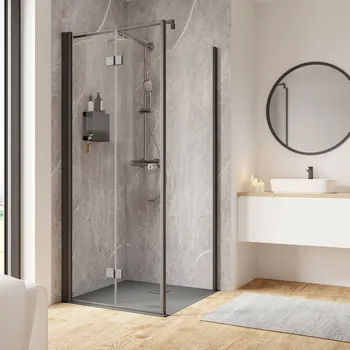 1650-2200 mm, Scharnier Eckig, Matt-Schwarz, Klar hell