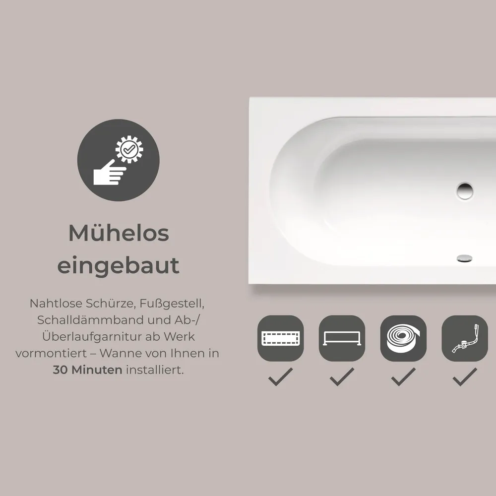 Badewanne Lago Canto mühelos aufgebaut