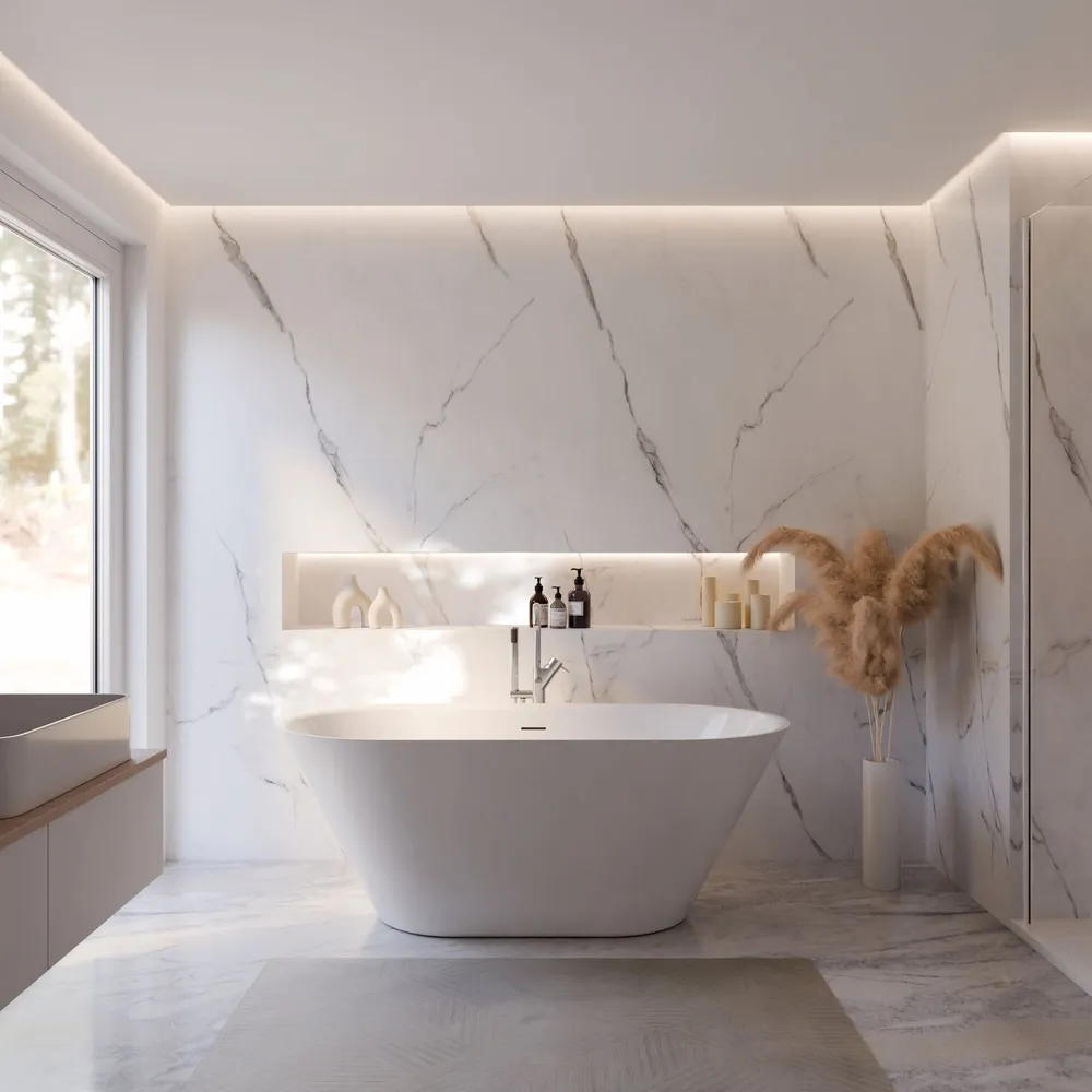 Schulte Badewanne Isla in weiß 1500 x 750 Frontal Perspektive