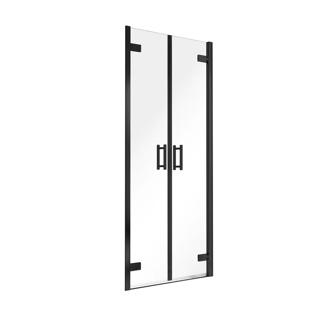 800 mm, 2000 mm, Pendelscharnier „Eckig an Profil“, Mattschwarz, Klar hell, versiegelt