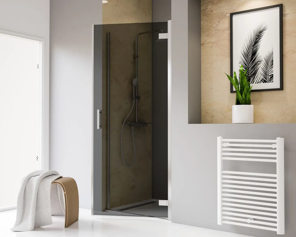 300-1000 mm, Pendelscharnier „Eckig an Profil“, 41 - Chromoptik, Grau-Anthrazit, versiegelt, Anschlag: links