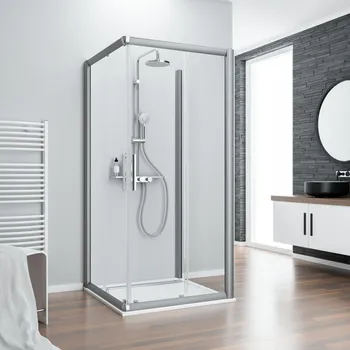 900x900 mm, 1850 mm, Alu-Natur, Klar hell