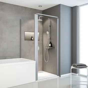 800x750 mm, 1800[Tür]/1550[Seitenwand] mm, Alu-Natur, Klar hell, Anschlag: links