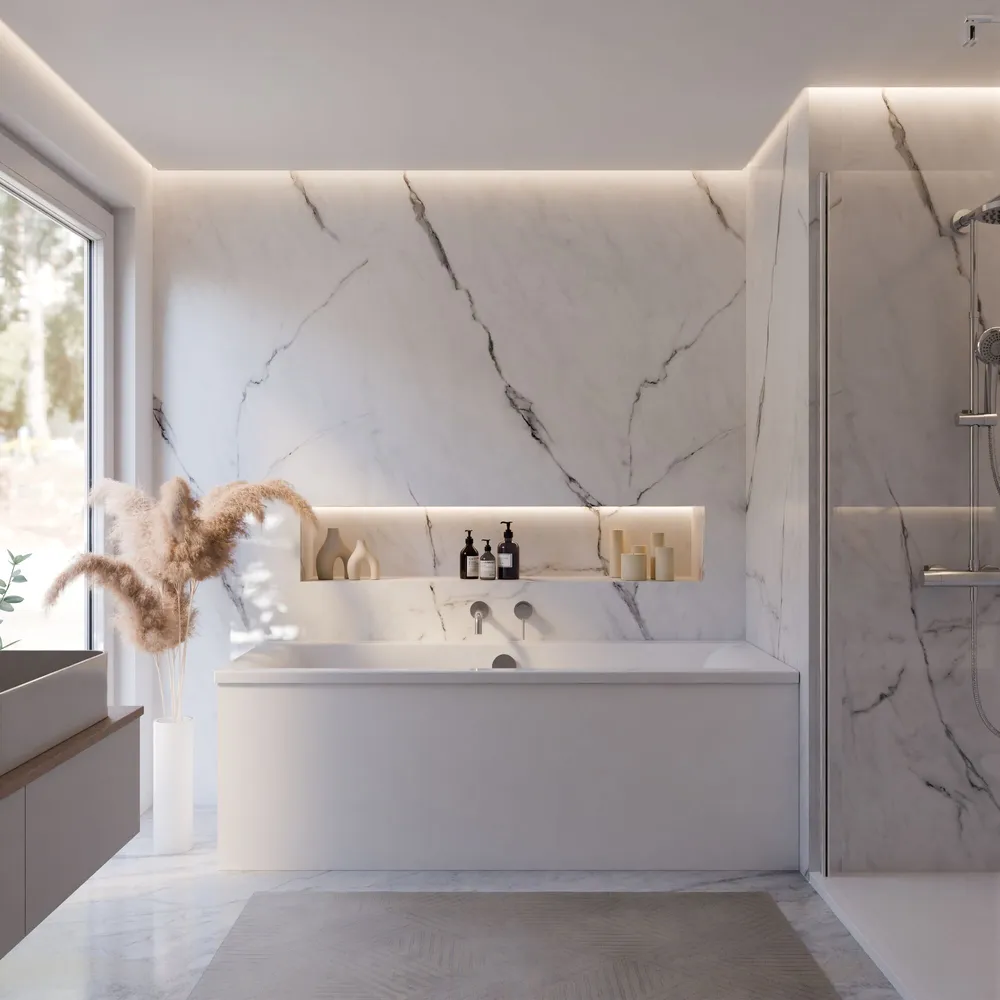 Ambiente Bild. Eingebaute Badewanne von vorne