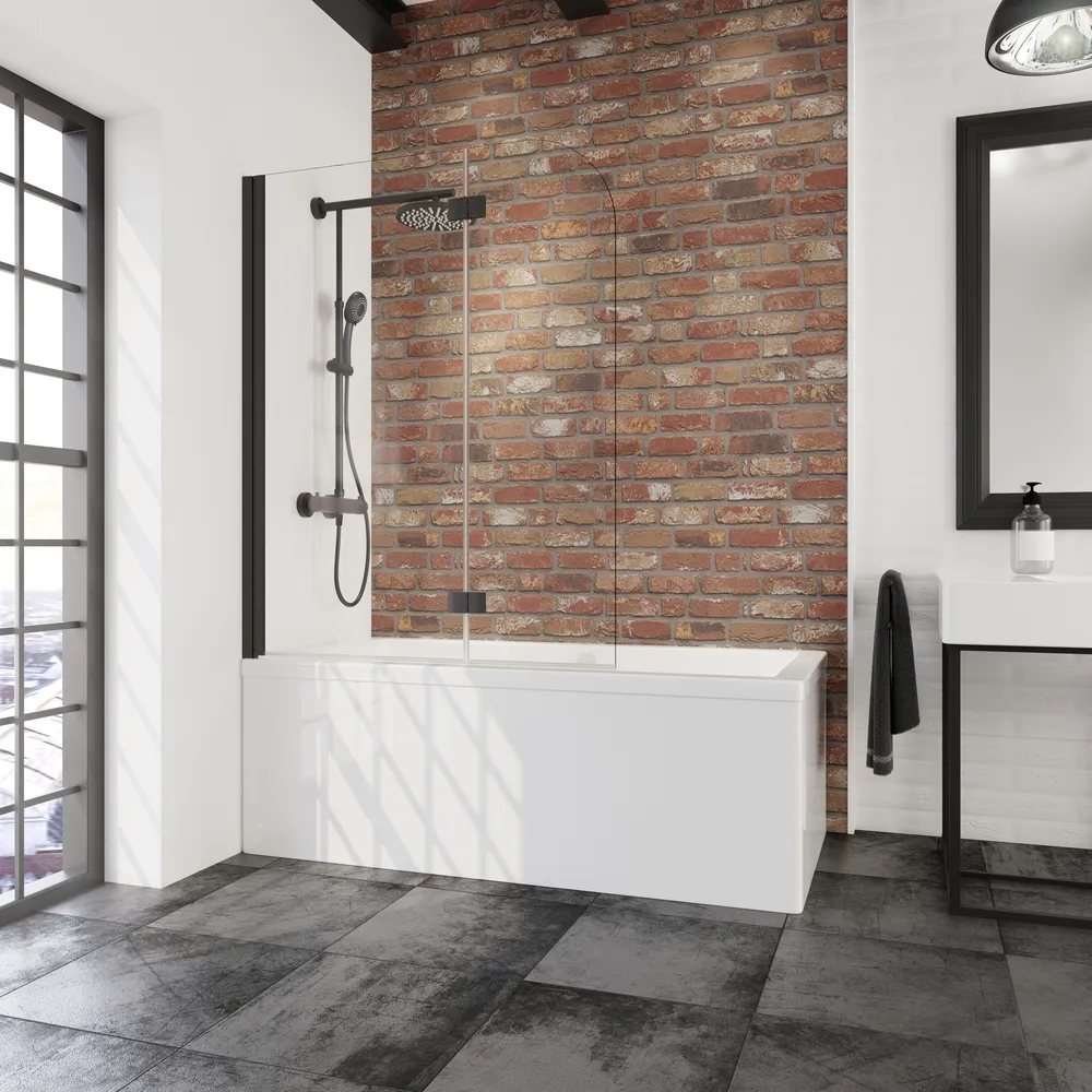 1120 mm, 1400 mm, Charnière, Noir mat, Transparent