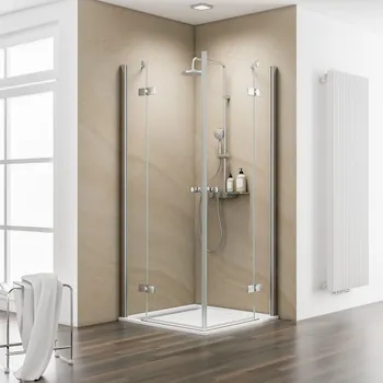 900x750 mm, 2000 mm, Pendelscharnier „Eckig“, Edelstahloptik, Klar hell