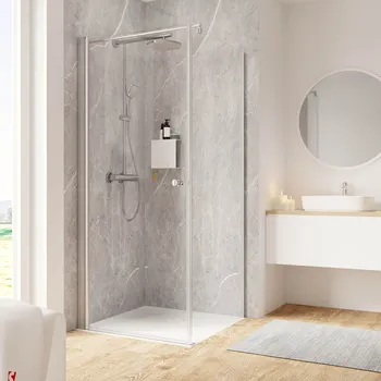 750x750 mm, 2000 mm, Alu-Natur, Klar hell, Anschlag: links / SW rechts