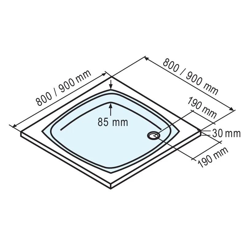 900x900 mm, 1800 mm, Alu-Natur, Klar hell