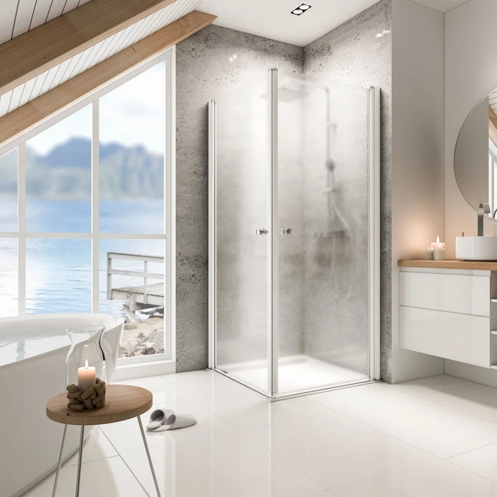 1000x1000 mm, 2000 mm, Alpinweiß, Bella (Chinchilla-Struktur), versiegelt