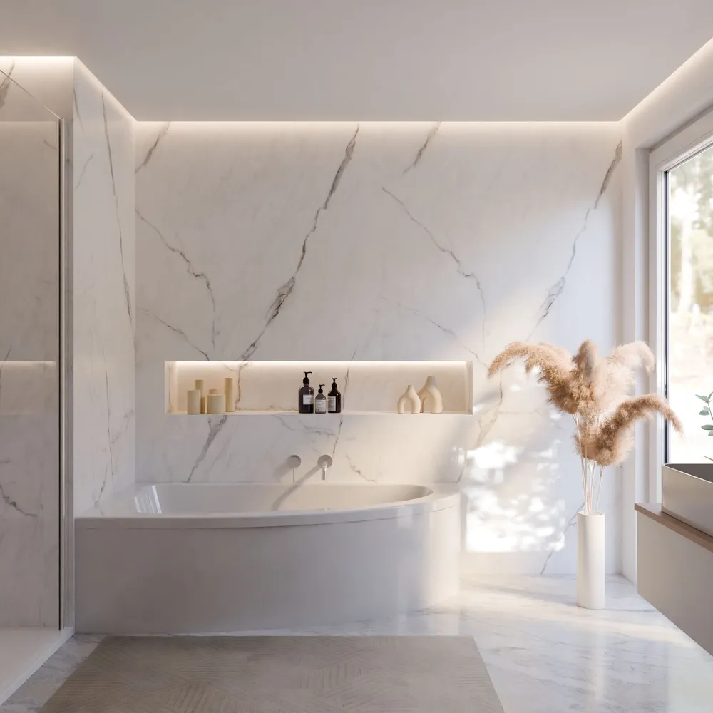 Schulte Badewanne Baia links in weiß Frontal Perspektive