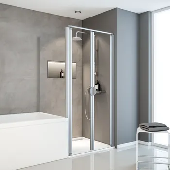 800x750 mm, 1800[Tür]/1550[Seitenwand] mm, Alu-Natur, Klar hell