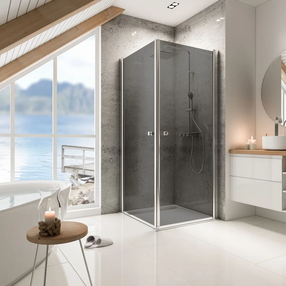 750x900 mm, 2000 mm, Chromoptik, Grau-Anthrazit, versiegelt