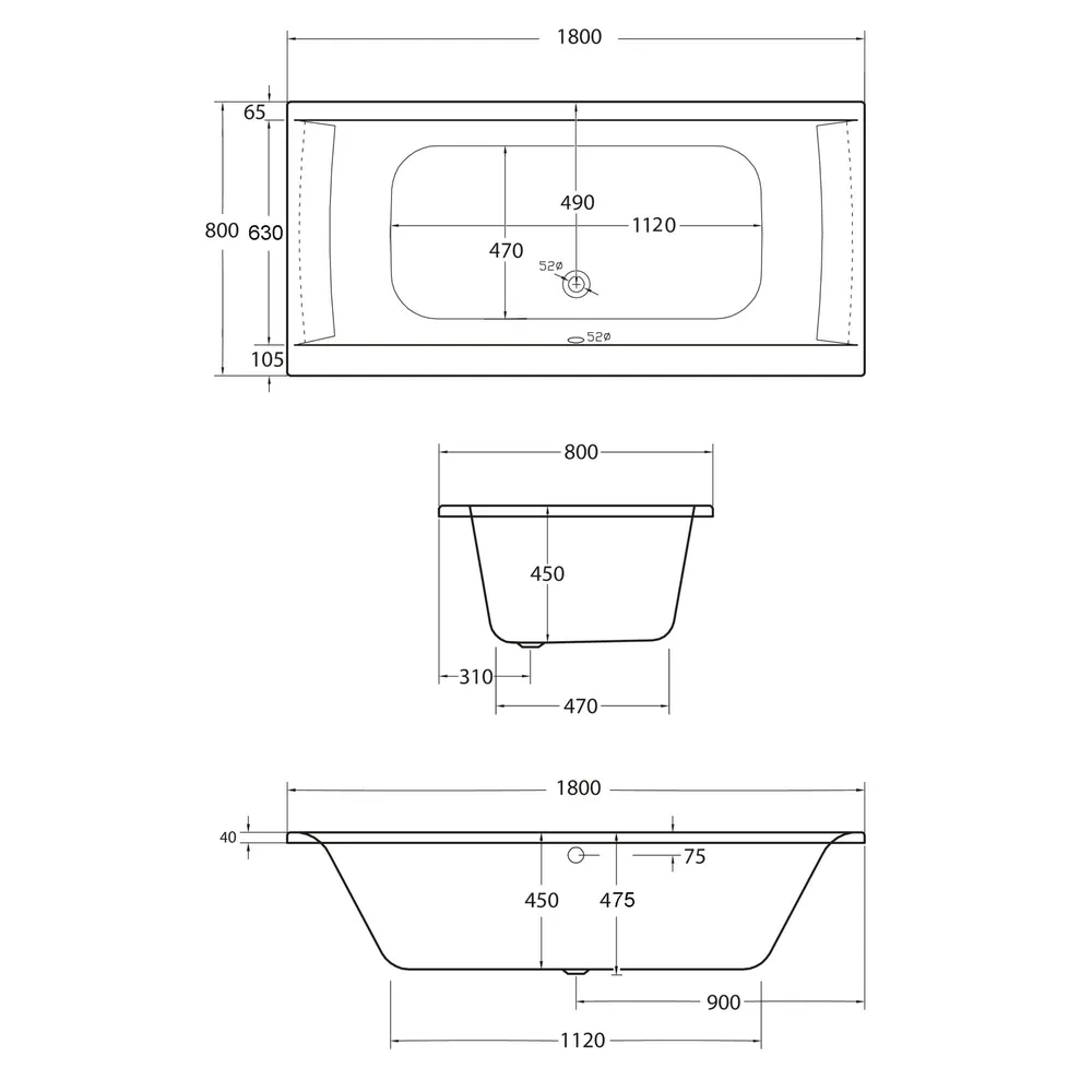Schulte Badewanne Onda Skizze