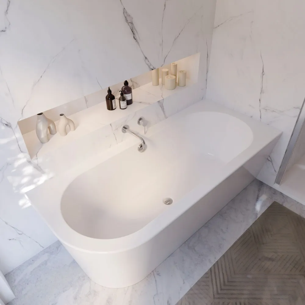 Badewanne Lago Canto in weiß von oben und der Seite