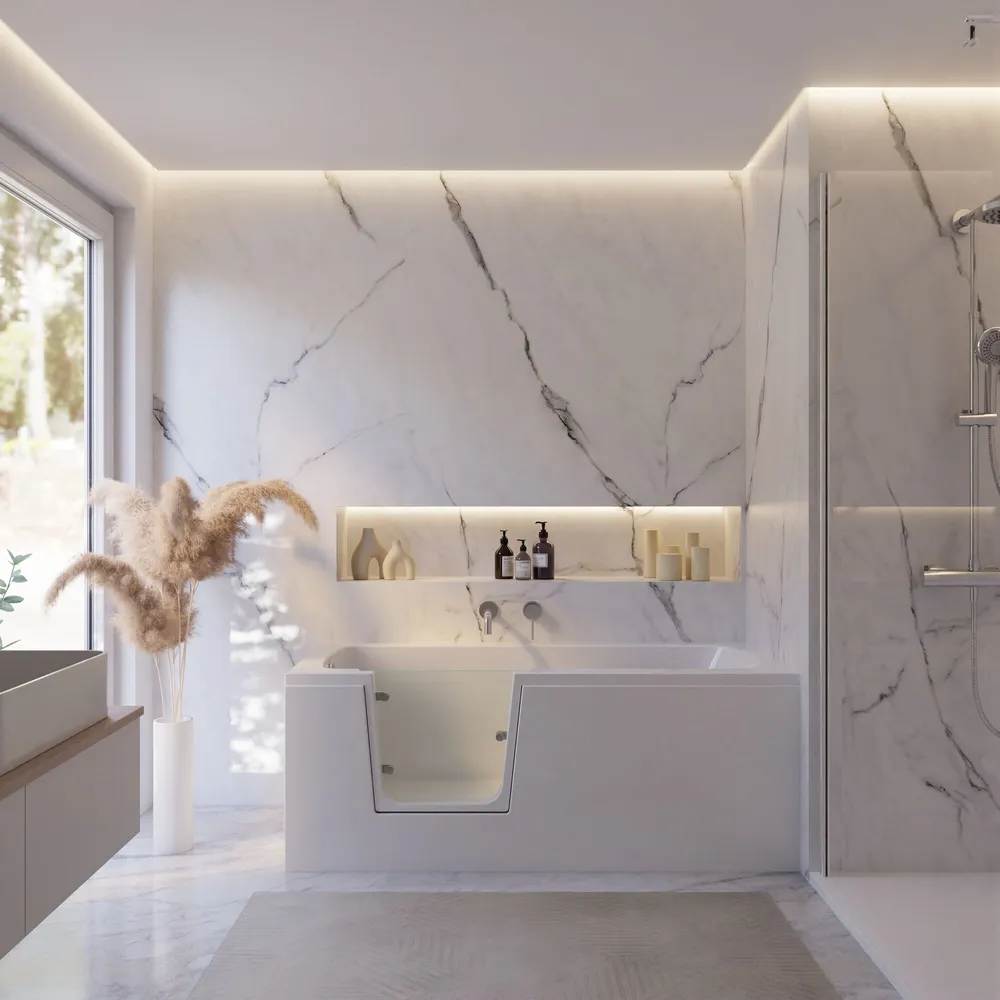 Badewanne Q1 mit Tür - linke Ausführung