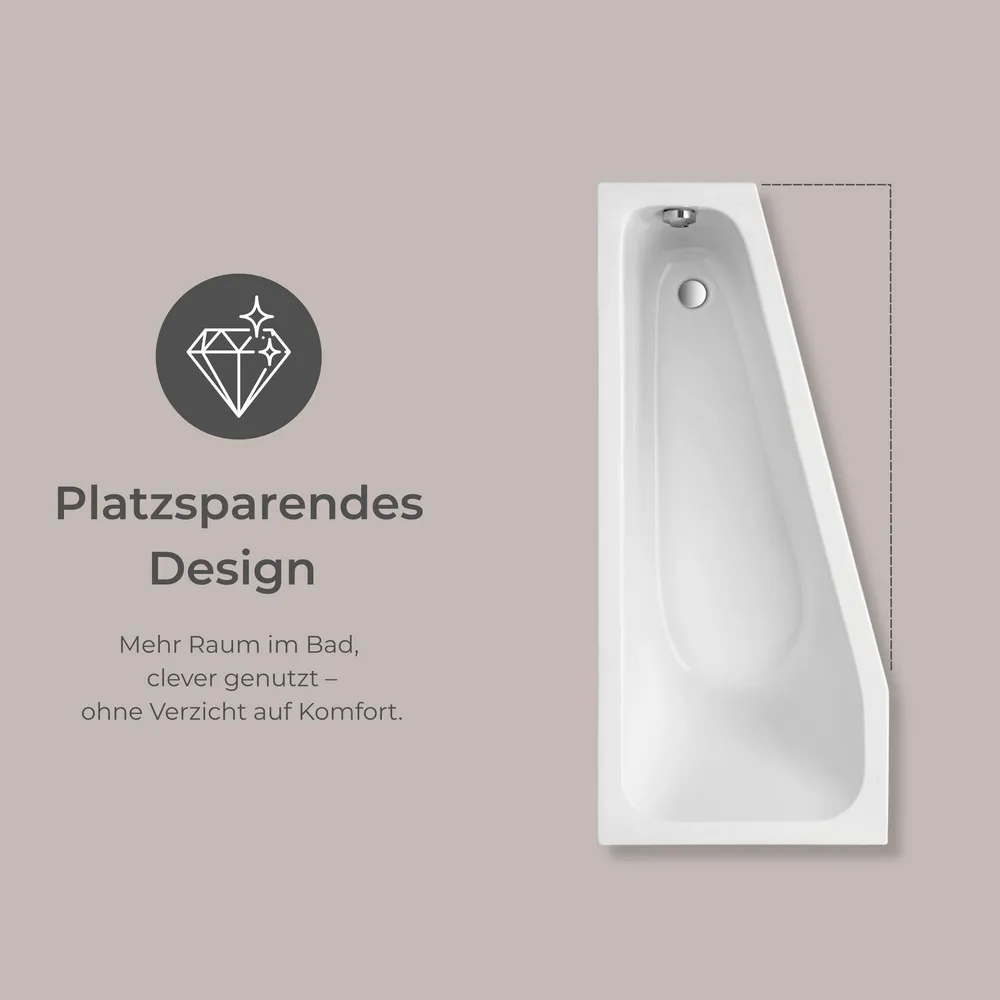 Badewanne freigestelltes Bild Badewanne mit einem Text: Platzsparendes Design