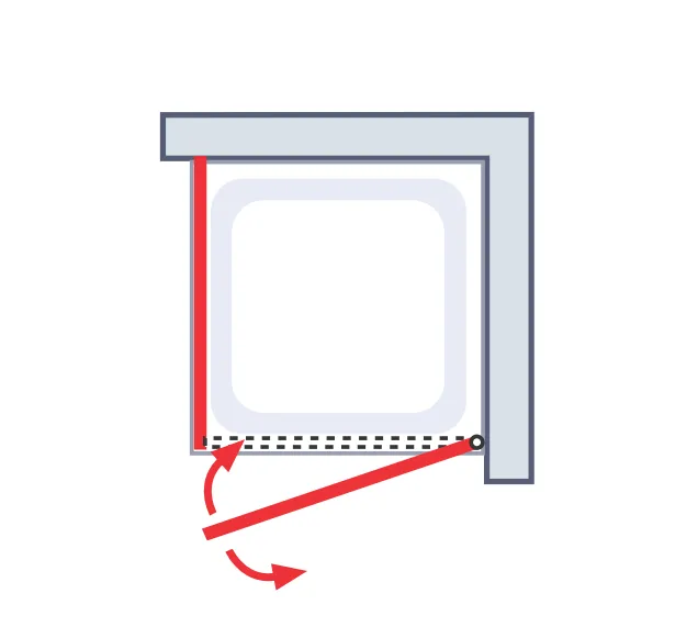 300-1000 mm, Pendelscharnier „Eckig an Profil“, 41 - Chromoptik, Grau-Anthrazit, versiegelt, Anschlag: links