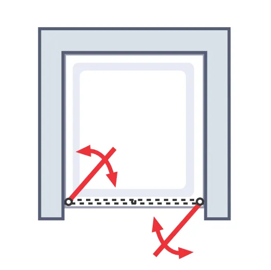 800 mm, 2000 mm, Pendelscharnier „Eckig an Profil“, Mattschwarz, Klar hell