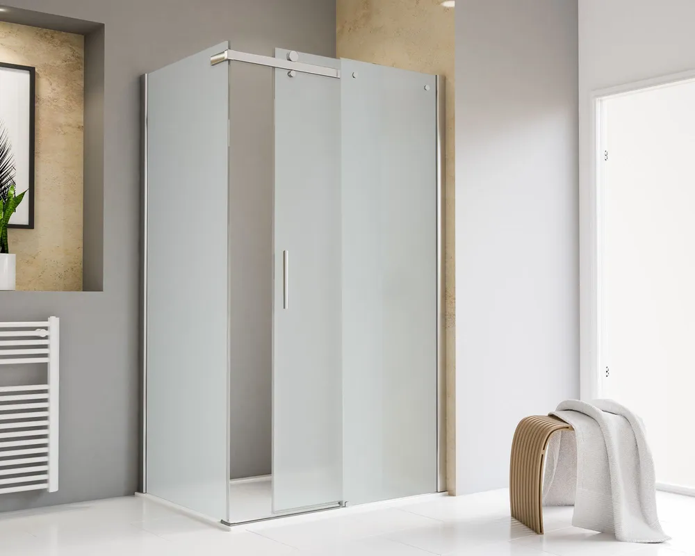 1000x900 mm, 2000 mm, Chromoptik, Matt-Satiniert, Anschlag: links