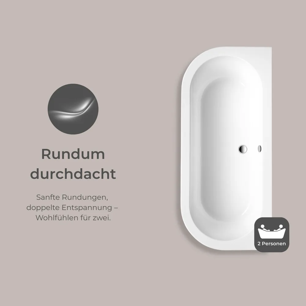 Badewanne Lago in weiß Informationsbild rundum durchdacht