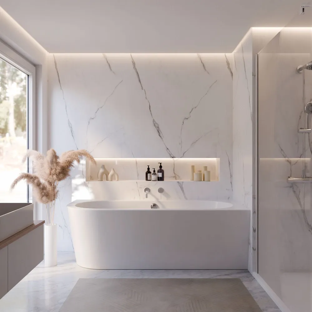 Badewanne Lago Canto in weiß Frontal Ansicht