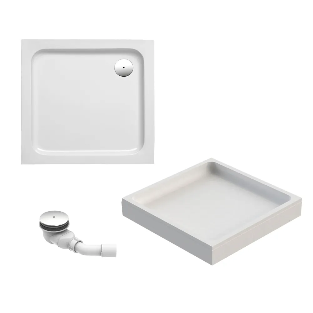 Schulte Duschwanne Cala in weiß - Komplettset mit Wannenträger - Skizze