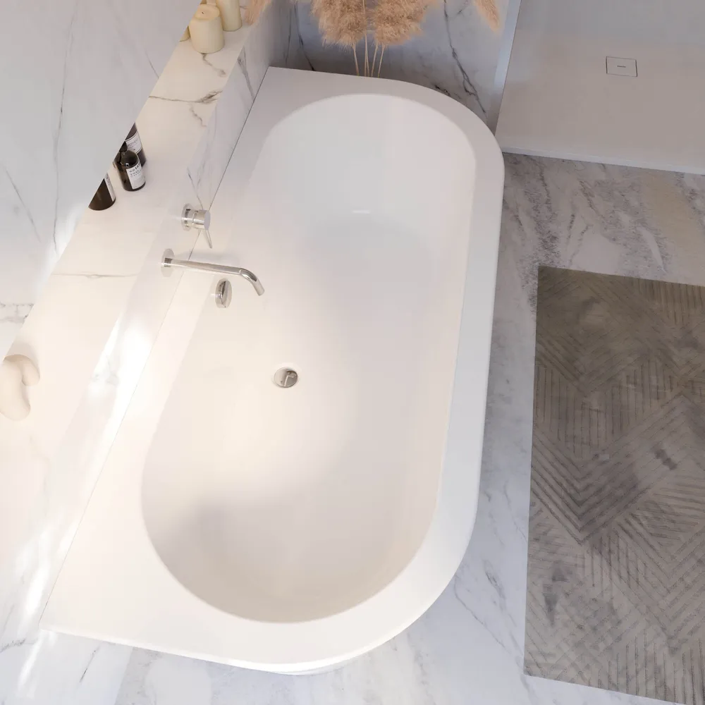 Badewanne Lago in weiß Perspektive von seitlich und oben